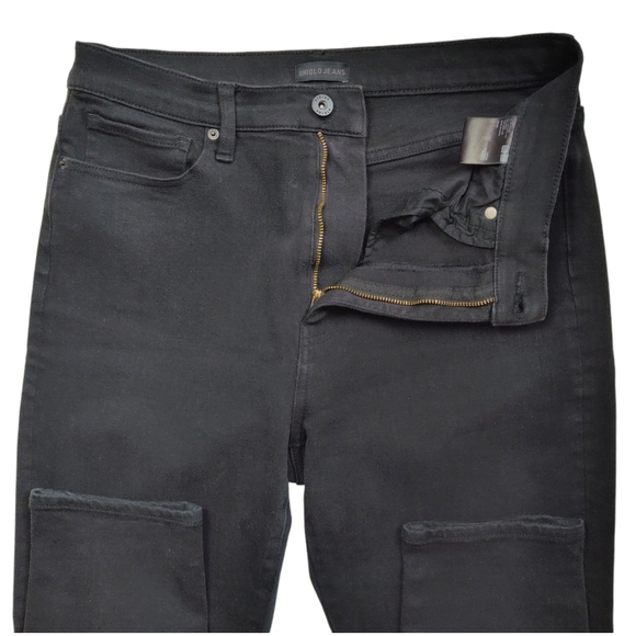 Uniqlo Black High Rise Jeans Stretch Denim Size 29x27 Slim Leg - Picture 3 of 8